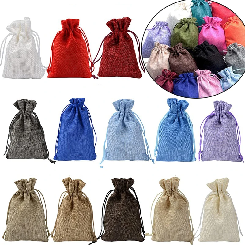 Jute Bag Packaging - 10/5 Stück Jute-Beutel mit Kordelzug, natürlicher