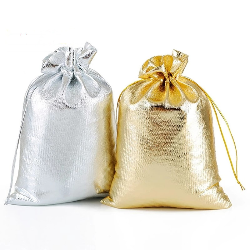 Jute Bag Packaging - 50 Teile/los 7x9cm 9x12cm Gold Farbe