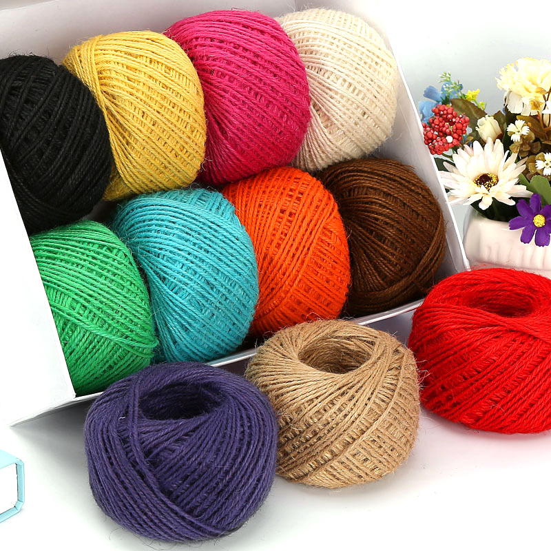 Jute Bag Packaging - DIY Naturseil 2mm 50M/Rolle Buntes Jute-Seil,