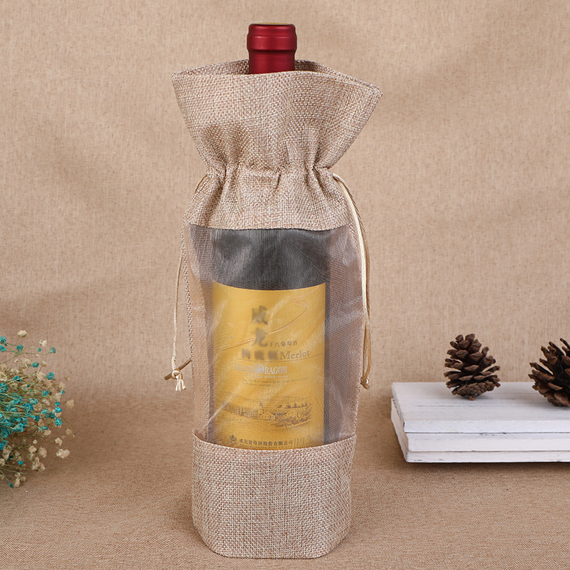 1 stücke Nachahmung Jute Wein  – Jute Bag Packaging Bewertung und Preis