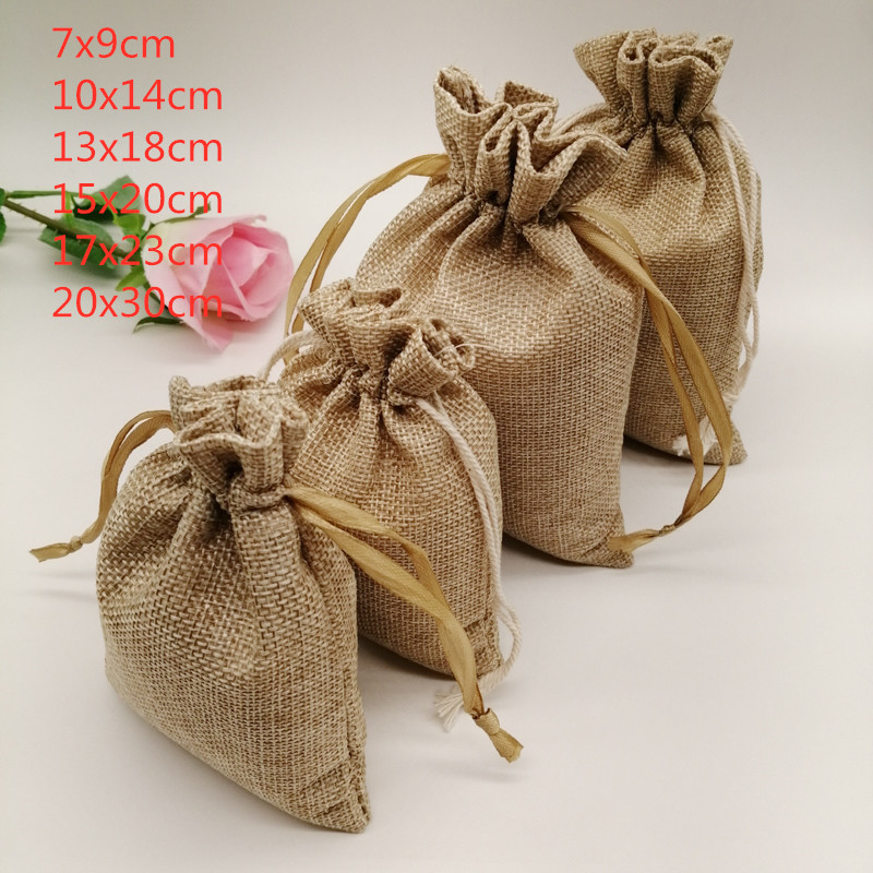 10-1000 teile/los Jute Leinen  – Jute Bag Packaging Bewertung und Preis
