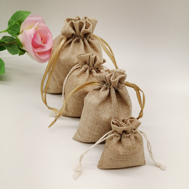 10-1000 teile/los Jute Leinen  – Jute Bag Packaging Bewertung und Preis