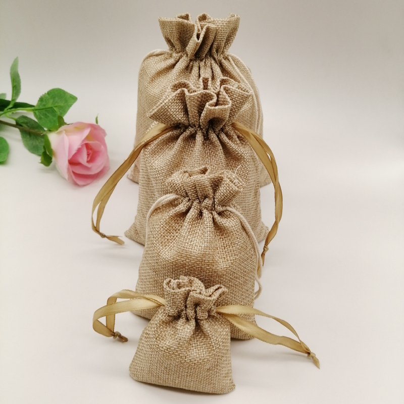 10-1000 teile/los Jute Leinen  – Jute Bag Packaging Bewertung und Preis